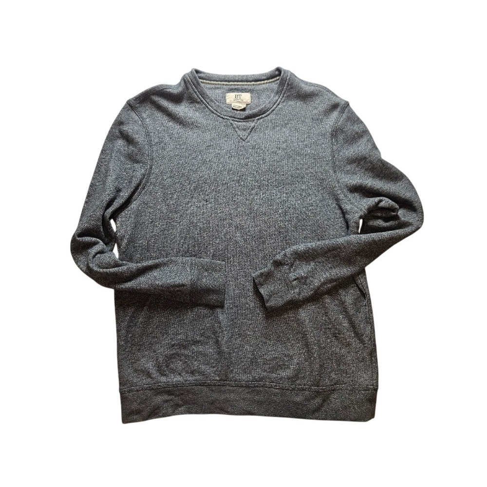 BT Supply Co  Mens Crewneck Sweatshirt Heather Grey Textured Knit Pullover Large